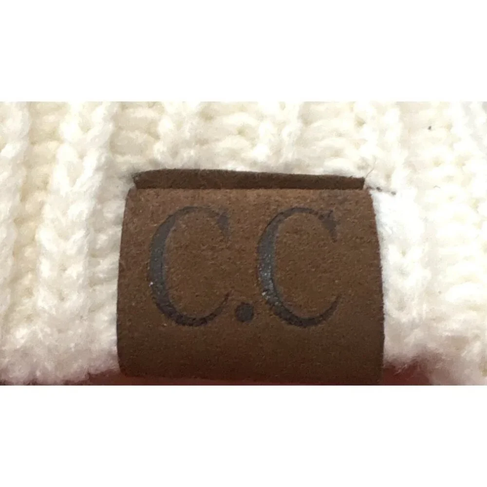 C.C Womens Ribbed‎ Knit Beanie Hat With Faux Fur Pom Ivory One Size - Picture 6 of 7